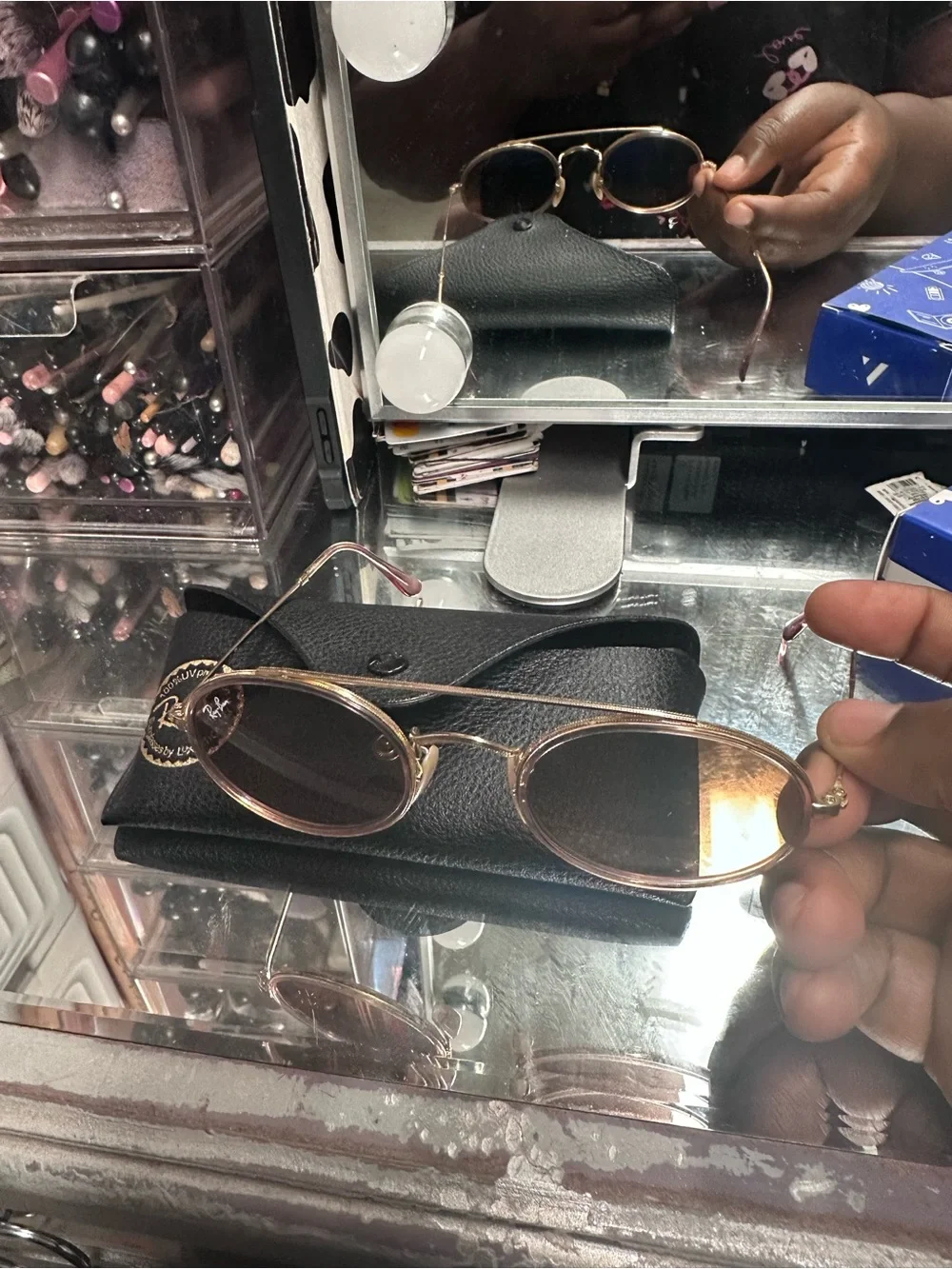 Ray-Ban Black Sunglass Case with Gold Logo